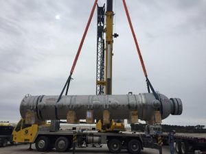 1 of 2 DXU Heat Exchanger being lifted by a 90 ton crane at IAH Houston Airport